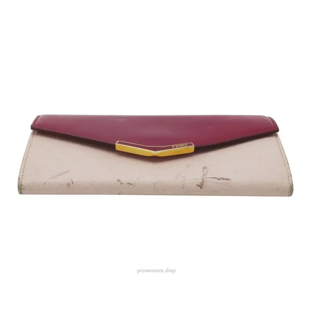 🔴 Fendi Long Wallet - Fuchsia Pink Leather